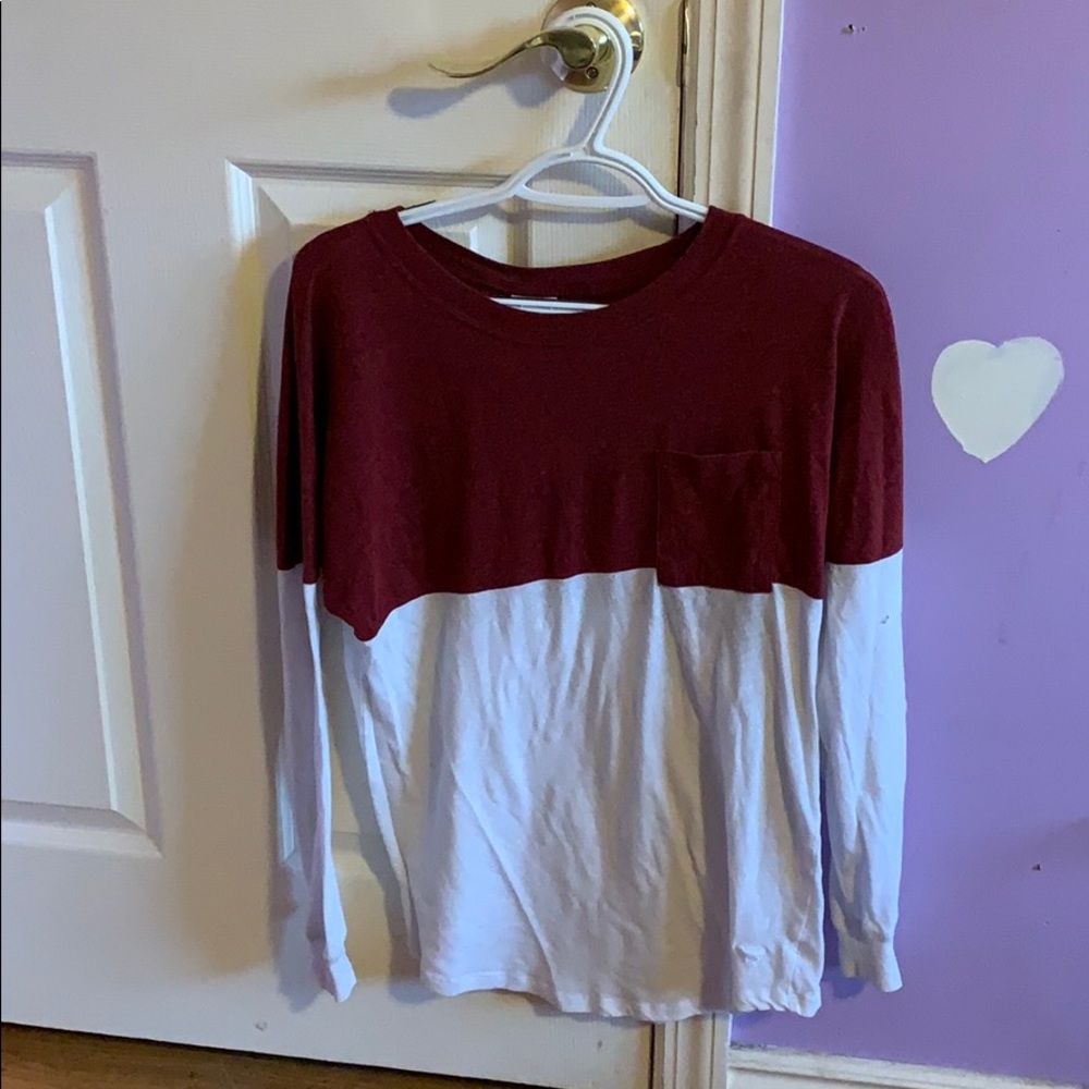 PINK Long sleeve white and Maroon shirt